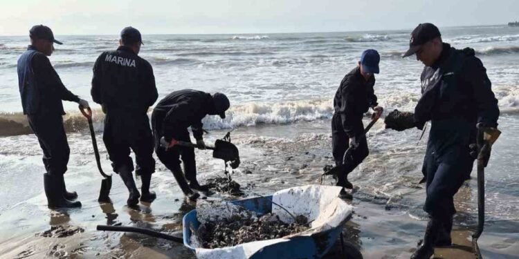 Activan cinco acciones por hidrocarburo en el Golfo; avanzan limpieza, apoyo a pescadores y vigilancia