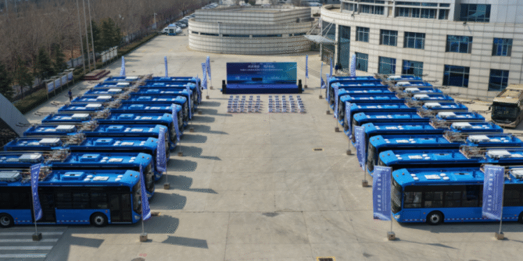 Desde China, trolebuses navegan rumbo a México para la copa mundial FIFA