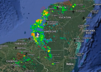 ¡Aguas con el aguacero! Radar detecta lluvias fuertes en la Península de Yucatán