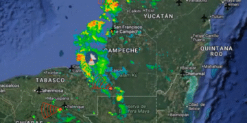¡Aguas con el aguacero! Radar detecta lluvias fuertes en la Península de Yucatán