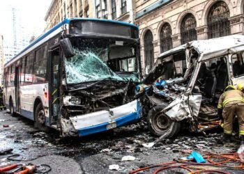 Autobús sin frenos desata caos en el Centro de Monterrey; cámaras del C4 captan la tragedia (video)