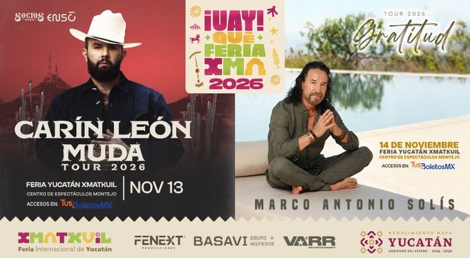 Carín León y Marco Antonio Solís encenderán la Feria Yucatán Xmatkuil